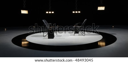 Stage lights - Studio prepared for production and shooting TV duel