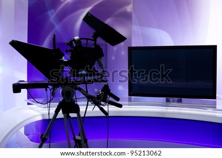 TV NEWS studio with camera