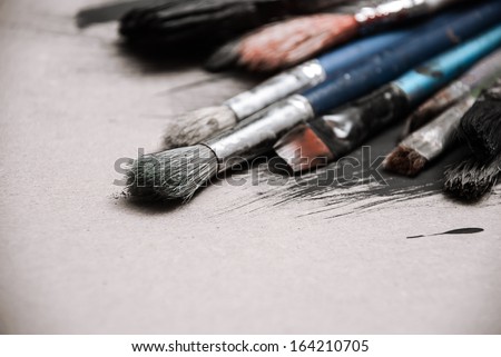 Artist's Old Brushes close-up Artist's Old Brushes close-up