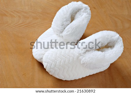 slippers hardwood and Concept  comfort    plush floor. on floors White slippers hard for
