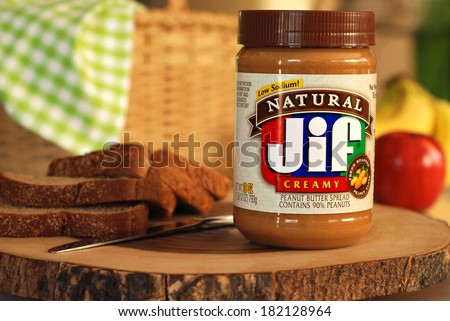 LEXINGTON, KY - MARCH 15,2014: JIF natural peanut butter. JIF is the leading brand of peanut butter in the US. The JIF plant in Lexington is the largest peanut butter facility in the world.