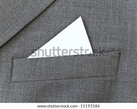 Close up suit pocket with white handkerchief