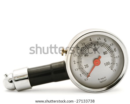 tyre pressure gage with zero point over white
