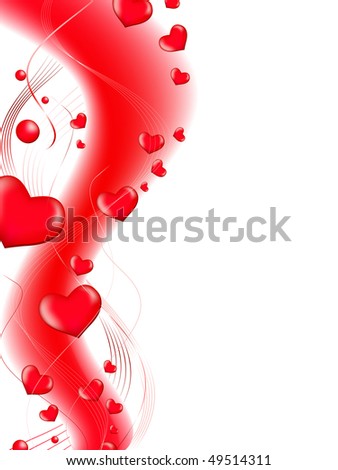 red love heart abstract wavy shape 