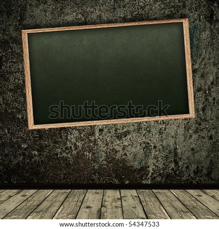 Photo of abstract grunge shabby interior with school blackboard