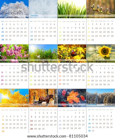 Wall Calendars  2012 on 2012 Wall Calendar With Seasonal Nature Photo   81105034