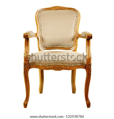 Old Antique Armchair Over The White Background