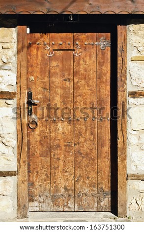 Old Wooden Door In The Nessebar. Bulgaria