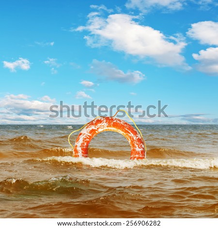 Lifebuoy Ring In The Sea Under Blue Sky