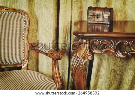 Fragment Of The Interior With Antique Furniture And Coffret On The Table