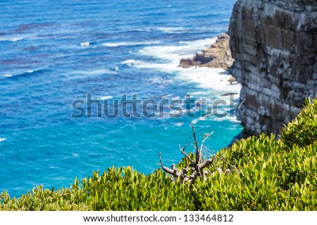 Nature landscape next to Cape town city, ocean-scape with high cliff