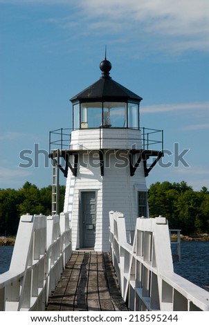 Doubling Point light guides mariners around a dangerous curve on the Kennebec River in Maine.