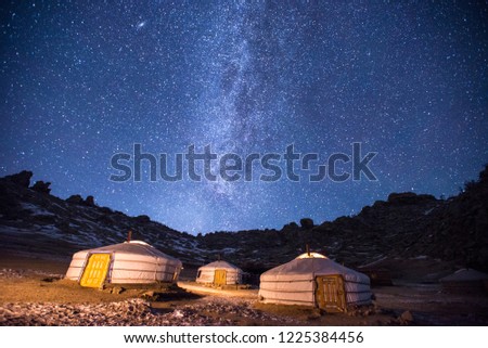 Traditional Yurts (gers) tent home of Mongolian nomads
