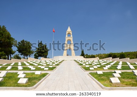 CANAKKALE, TURKEY, JULY 17, 2014: Martyrs\' Memorial For 57th Infantry Regiment of Ottoman Empire, famous for defending the motherland with their lives during Gallipoli Campaign , World War One.