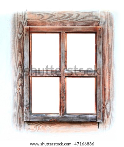 Wooden window frame isolated on white.
