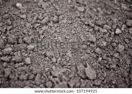 cultivated garden moist top soil background with clay and sand dominant components