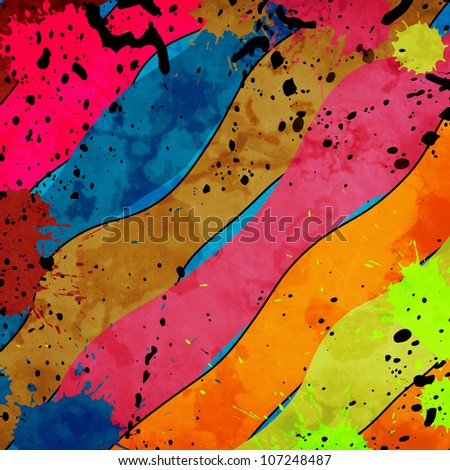 grunge background with abstract paint stains and color lines