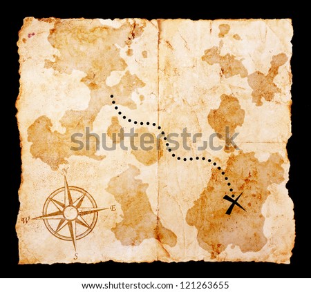 Old treasure map with clipping path
