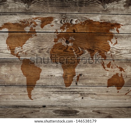 vintage map of wooden background