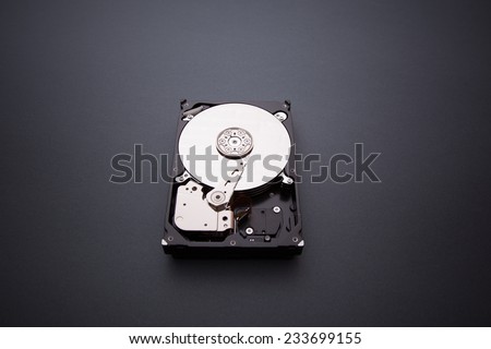 Hard disk drive HDD on gray background