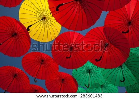Background colorful umbrella street decoration