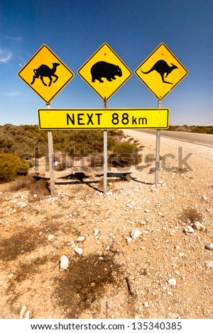 Iconic Animal Road sign in the AUstralian OUtback