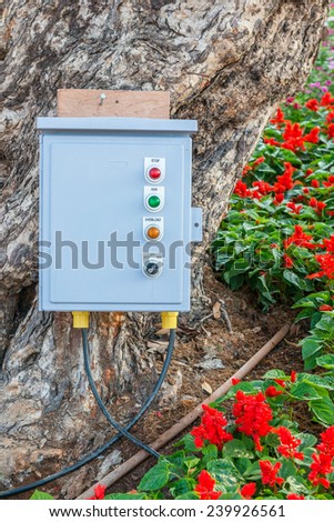 Electric control cabinet in garden