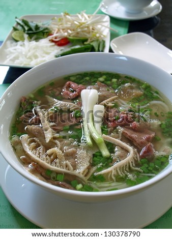 a bowl of beef & rice vermicelli soup, vietnamese noodle cuisine