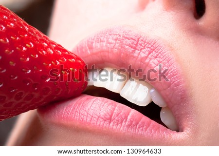 sensual lips and strawberry