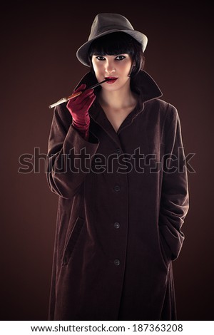 beautiful fashionable woman detective