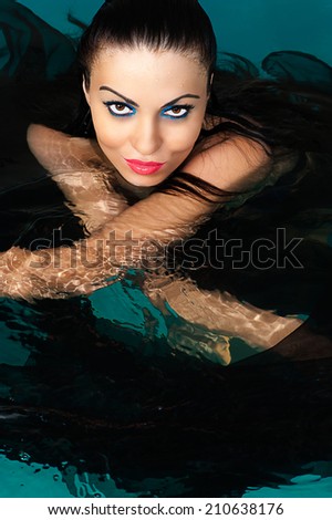 Fashion Beauty Face Women in water