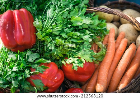 variety of vegetables in the basket close up