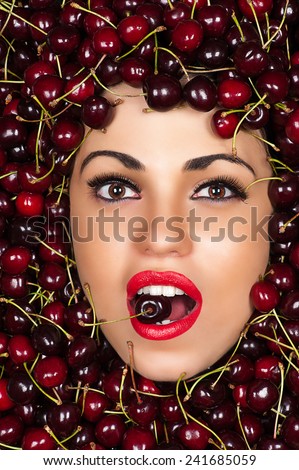 beautiful face in cherry