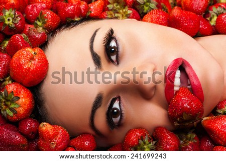 fashion beautiful face in strawberry