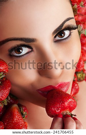 beautiful face in strawberry