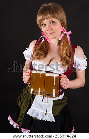 seductive Oktoberfest with beer in hand