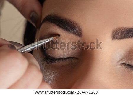 makeup artist working make-up brush
