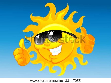 cartoon sun and clouds. cartoon sun and clouds. stock vector : cartoon sun in