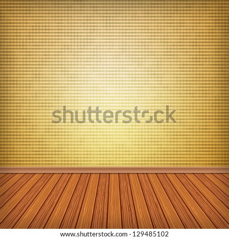 Empty square interior room with wood floor. Pattern gallery to the exhibition as background for your concept or project. Advertisement space. Background textured.