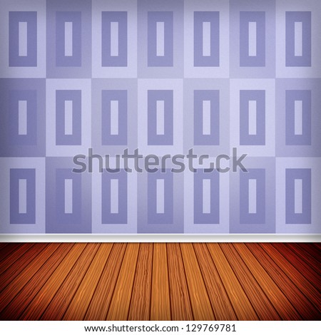 Violet empty interior room with wood floor. Pattern gallery to the exhibition as background for your concept or project. Advertisement space. Background textured.