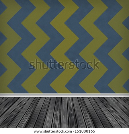 Empty room, interior with wallpaper. High resolution zigzag texture background.