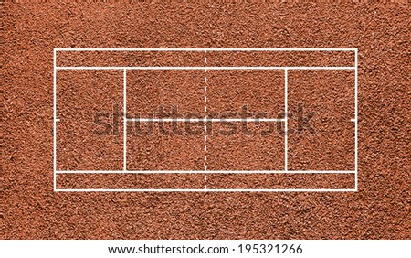 Tennis court. Top view field. Orange clay.