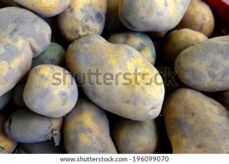 potatoes raw vegetables food for sale at farmers market. Background.