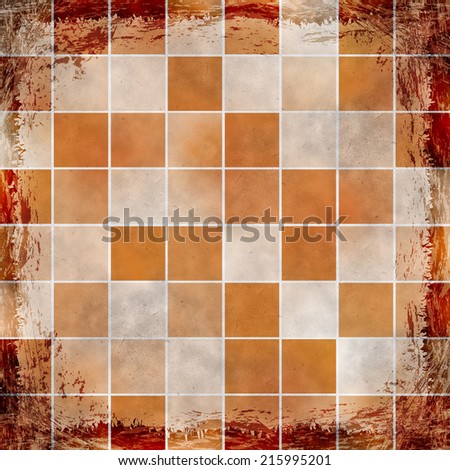 Orange grunge background. Old abstract vintage texture with frame and border.