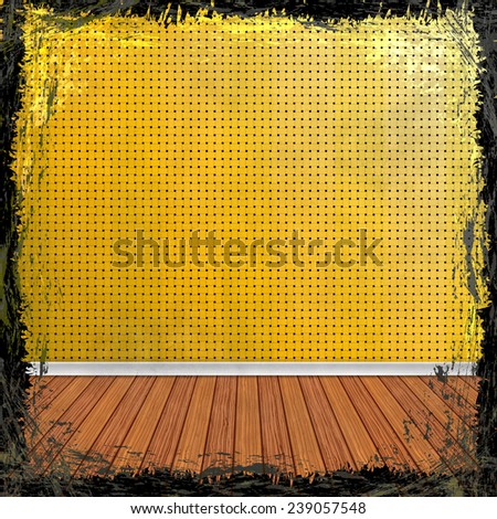 Yellow, Gold, grunge background. Old abstract vintage texture with frame and border.