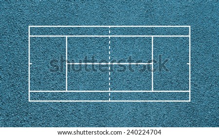 Tennis court. Top view blue field. Board background.