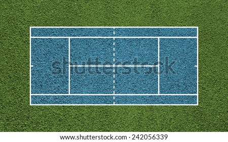 Tennis court. Top view field. Board background.