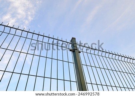 Fence steel welded mesh panels with a Blue Sky Background