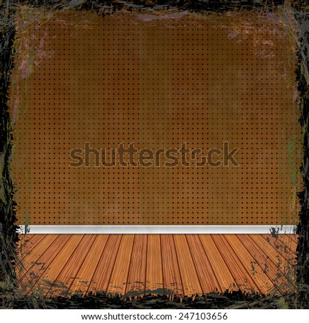 Brown, Gold grunge background. Old abstract vintage texture with frame and border.