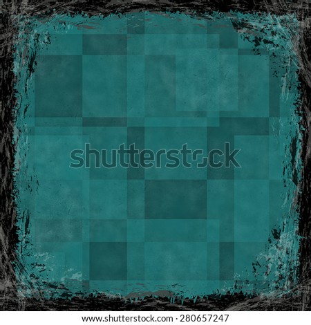 Blue grunge background. Old abstract vintage texture with frame and border.